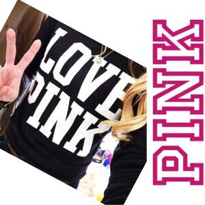 Victoria's Secret PINK | Black "LOVE PINK" Pullover Sweater | Size Small